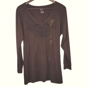 Harley Davidson Long Sleve Top XL Brown
